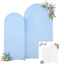White and Blue Arch Backdrop Cover 7.2FT 6FT Wedding Arch Covers Set of 2 Spandex Fitted Fabric Backdrops