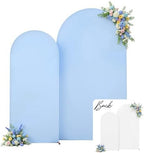 White and Blue Arch Backdrop Cover 7.2FT 6FT Wedding Arch Covers Set of 2 Spandex Fitted Fabric Backdrops