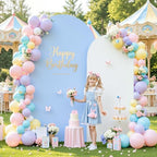White and Blue Arch Backdrop Cover 7.2FT 6FT Wedding Arch Covers Set of 2 Spandex Fitted Fabric Backdrops, alternate view 3