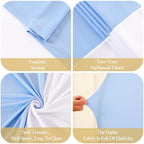 White and Blue Arch Backdrop Cover 7.2FT 6FT Wedding Arch Covers Set of 2 Spandex Fitted Fabric Backdrops, alternate view 6