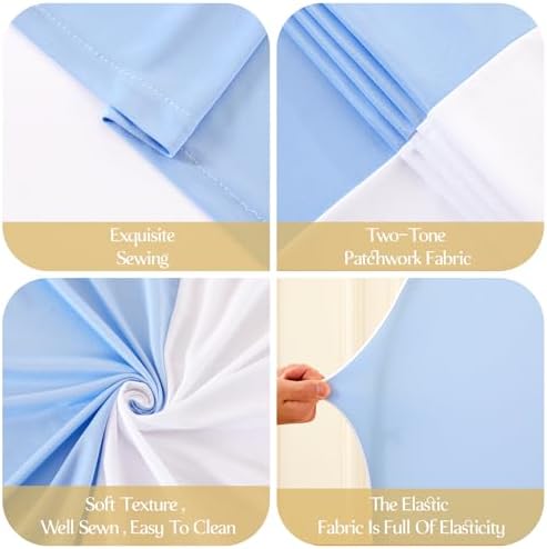 White and Blue Arch Backdrop Cover 7.2FT 6FT Wedding Arch Covers Set of 2 Spandex Fitted Fabric Backdrops, alternate view 6
