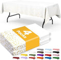 White and Gold Plastic Table Cloth Disposable, 4 Pack, 54 x 108 in