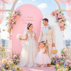 White and Pink Arch Backdrop Cover 7.2FT 6FT Wedding Arch Covers Set of 2 Spandex Fitted Fabric Backdrops, alternate view 3