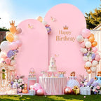 White and Pink Arch Backdrop Cover 7.2FT 6FT Wedding Arch Covers Set of 2 Spandex Fitted Fabric Backdrops, alternate view 4
