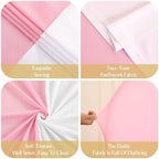 White and Pink Arch Backdrop Cover 7.2FT 6FT Wedding Arch Covers Set of 2 Spandex Fitted Fabric Backdrops, alternate view 6