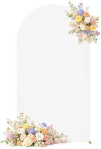 White Arch Backdrop Cover for Wedding, 7.2FT White Arch Cover Stretchy Backdrops, Double-Sided Arch Stand Covers