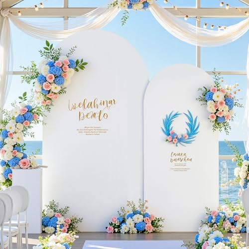 White Arch Backdrop Cover for Wedding, 7.2FT White Arch Cover Stretchy Backdrops, Double-Sided Arch Stand Covers, alternate