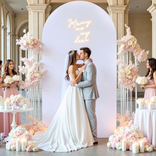 White Arch Backdrop Cover for Wedding, 7.2FT White Arch Cover Stretchy Backdrops, Double-Sided Arch Stand Covers, alternate