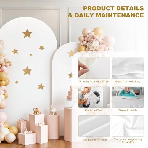 White Arch Backdrop Cover, Set 6FT & 7.2FT Wedding Arch Covers in 6FT, 7.2FT in White, alternate view 3