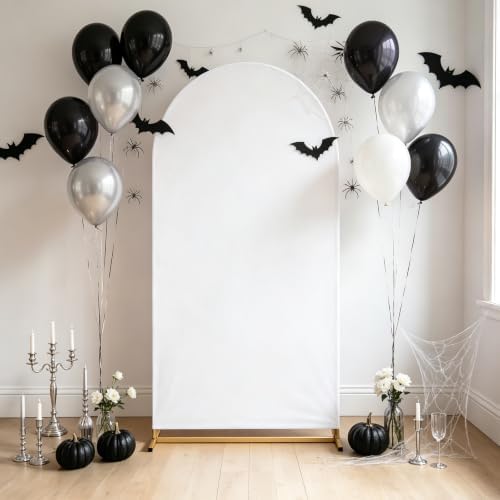 White Arch Backdrop Cover Spandex Fitted 5FT White Halloween Arch Covers in 2.2ftx5ft in White, alternate view 3