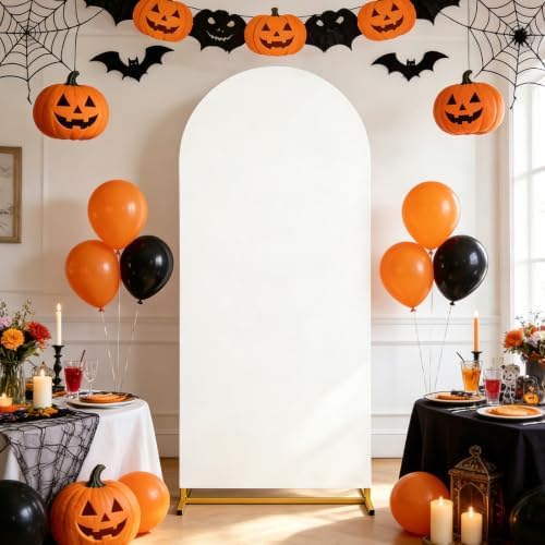 White Arch Backdrop Cover Spandex Fitted 5FT White Halloween Arch Covers in 2.2ftx5ft in White, alternate view 6
