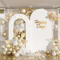 White Arch Backdrop Stand with Lights for Wedding and Birthday Decorations
