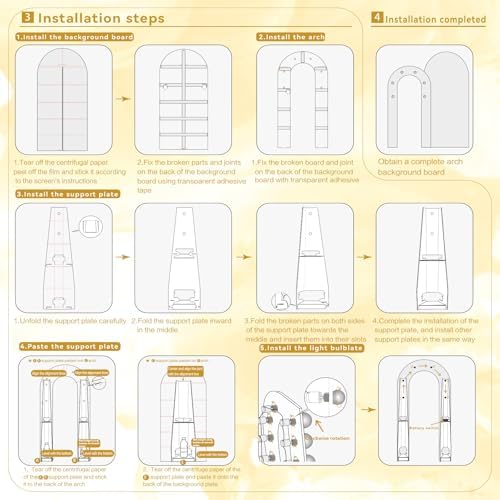 White Arch Backdrop Stand with Lights for Wedding and Birthday Decorations, alternate view 4