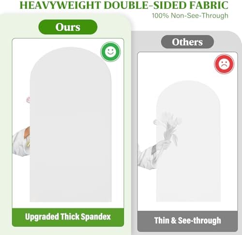 White Arch Covers Set of 3-7.2FT 6.6FT 6FT, Spandex Opaque, alternate view 4