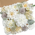 White Artificial Flowers Combo Box Set Fake Flowers Bulk Flower Leaf with Stems for DIY Wedding Bouquets