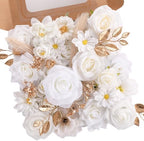 White Artificial Flowers Combo Box Set for Wedding Bouquets Home Decor in White