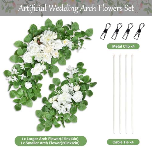 White Artificial Flowers for Wedding Arch Set of 2, alternate view 3