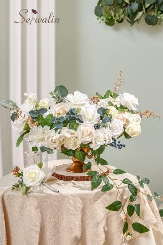 White Artificial Flowers, Silk Rose Flowers for Wedding Decor in A Secret Garden, alternate view 4
