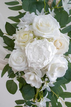 White Artificial Wedding Arch Flowers Kit (Pack of 3) with 26Ft White Shiny Arch Draping Fabric for DIY Wedding, alternate