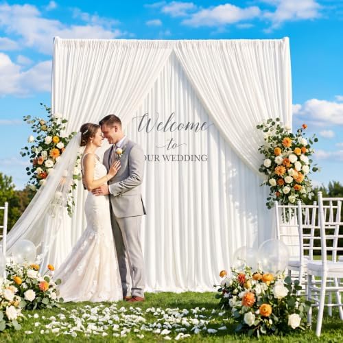White Backdrop Curtain - 10x10FT Back Drop Curtains for Parties Wrinkle-Free Soft Polyester Photo Backdrop, alternate view 2