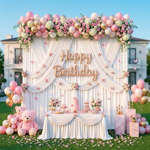 White Backdrop Curtain - 10x10FT Back Drop Curtains for Parties Wrinkle-Free Soft Polyester Photo Backdrop, alternate view 3