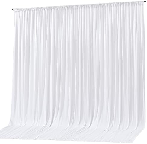 White Backdrop Curtain 10x10ft - Wrinkle Free Polyester Photo Curtain Backdrop Wedding Back Drop Fabric Drapes