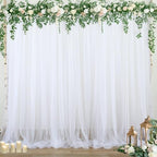 White Backdrop Curtain for Parties 10 ft x 10 ft Sheer Tulle Backdrop Drapes for Wedding Ceremony Birthday Baby
