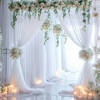 White Backdrop Curtain for Parties 10 ft x 10 ft Sheer Tulle Backdrop Drapes for Wedding Ceremony Birthday Baby, alternate