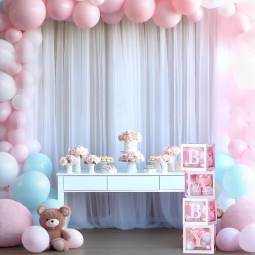 White Backdrop Curtain for Parties 10 ft x 10 ft Sheer Tulle Backdrop Drapes for Wedding Ceremony Birthday Baby, alternate