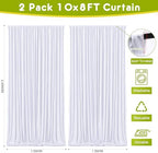 White Backdrop Curtain for Parties Backdrop Drapes, 2Pack 10x8FT in (2 Pack)10FTx8FT in White, alternate view 2
