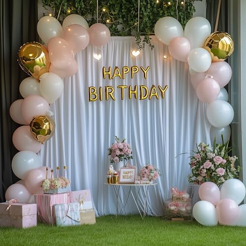 White Backdrop Curtain for Parties Backdrop Drapes, 2Pack 10x8FT in (2 Pack)10FTx8FT in White, alternate view 5