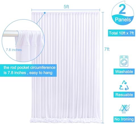 White Backdrop Curtain for Parties Wedding Wrinkle Free White Photo Curtains Backdrop Drapes Fabric Decoration, alternate