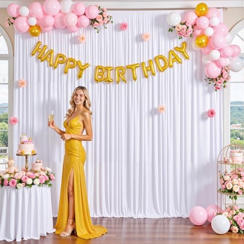 White Backdrop Curtain for Parties Wedding Wrinkle Free White Photo Curtains Backdrop Drapes Fabric Decoration, alternate