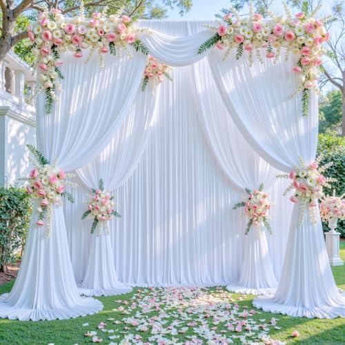 White Backdrop Curtain for Parties Wedding Wrinkle Free White Photo Curtains Backdrop Drapes Fabric Decoration, alternate