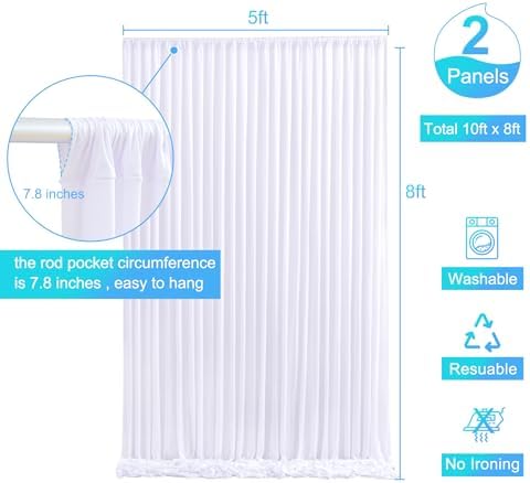 White Backdrop Curtain for Parties Wedding Wrinkle Free White Photo Curtains Backdrop Drapes Fabric Decoration, alternate