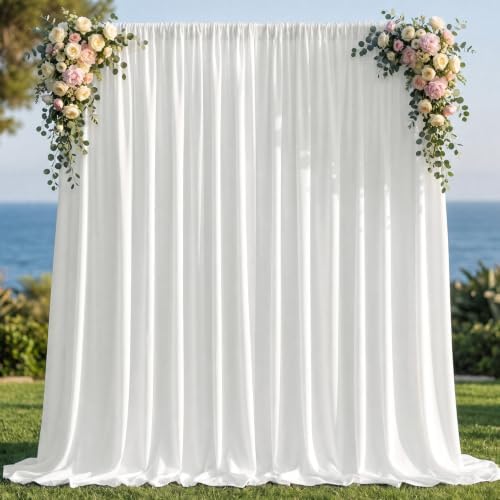 White Backdrop Curtain for Parties, Wrinkle Free White Curtains Photo Backdrop for Wedding Decor, Birthday Party