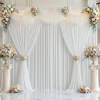 White Backdrop Curtain for Parties, Wrinkle Free White Curtains Photo Backdrop for Wedding Decor, Birthday Party, alternate