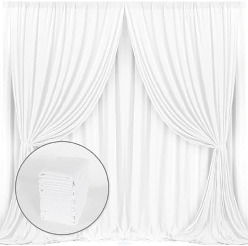 White Backdrop Curtain for Wedding Decor Holiday Party 6 Panels, 5ft x 10ft in 5ft x 10ft (6 Panels) in White