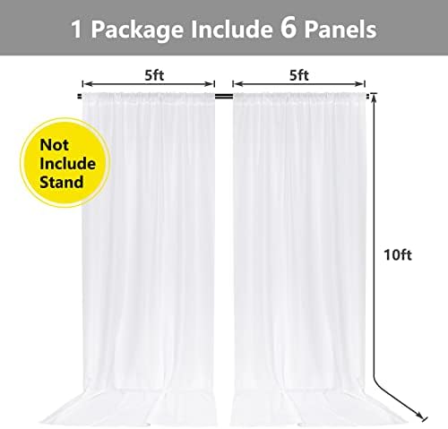 White Backdrop Curtain for Wedding Decor Holiday Party 6 Panels, 5ft x 10ft in 5ft x 10ft (6 Panels) in White, alternate view