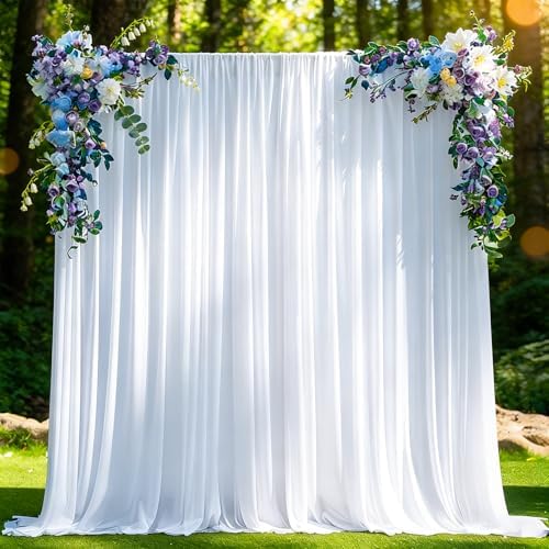 White Backdrop Curtain for Wedding, Drapes for Backdrop 10x10ft in W5' x H10'(2 panels) in White