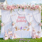 White Backdrop Curtain for Wedding, Drapes for Backdrop 10x10ft in W5' x H10'(2 panels) in White, alternate view 2