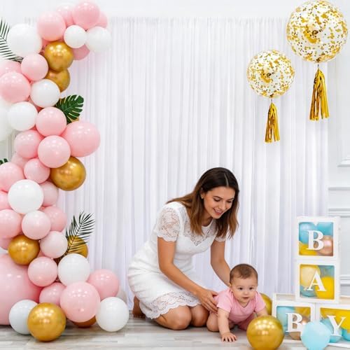White Backdrop Curtain for Wedding, Drapes for Backdrop 10x10ft in W5' x H10'(2 panels) in White, alternate view 3