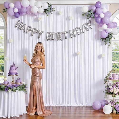 White Backdrop Curtain for Wedding, Drapes for Backdrop 10x10ft in W5' x H10'(2 panels) in White, alternate view 4