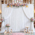 White Backdrop Curtains 16 x 10ft for Photo Background Wrinkle Free Drapes in W4' x H10'(4 panels) in White