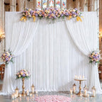 White Backdrop Curtains 16 x 10ft for Photo Background Wrinkle Free Drapes in W4' x H10'(4 panels) in White