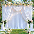 White Backdrop Curtains 24 x 10ft for Photo Background Wrinkle Free Drapes in W4' x H10'(6 panels) in White