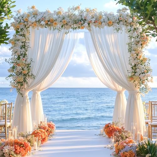 White Backdrop Curtains 24 x 10ft for Photo Background Wrinkle Free Drapes in W4' x H10'(6 panels) in White, alternate view 6