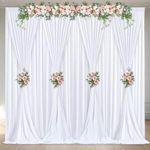 White Backdrop Curtains 32 x 10ft for Photo Background Wrinkle Free Drapes in W4' x H10'(8 panels) in White, alternate view 3