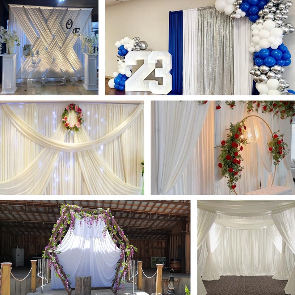 White Backdrop Curtains 32 x 10ft for Photo Background Wrinkle Free Drapes in W4' x H10'(8 panels) in White, alternate view 6
