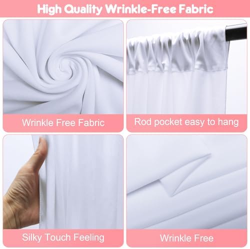 White Backdrop Curtains Drapes for Parties Wedding, 5x10FT 2 Panel in 5'(W) x 10'(H), 2 panels in White, alternate view 3